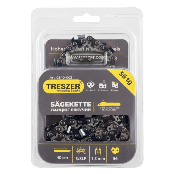 Ланцюг TRESZER бензопили HU, PA -3/8LP -1,3мм -56в.л. блістер