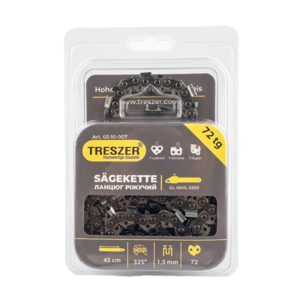 Ланцюг TRESZER бензопили 4500, 5200 .325", -1,5мм -72в.л.-блістер